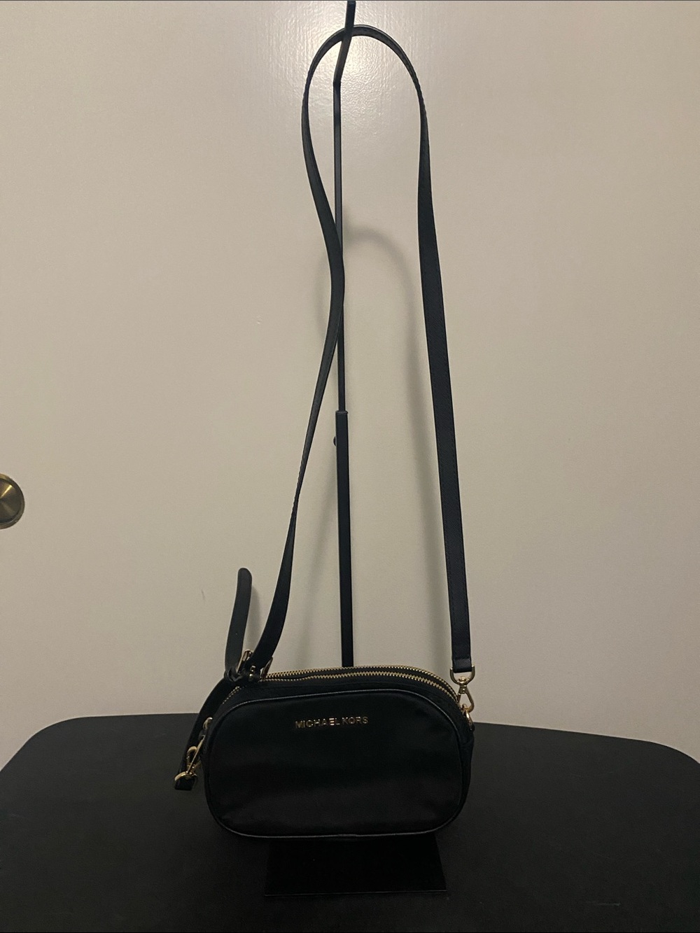 Michael Kors Black Nylon Crossbody with Gold Hardware